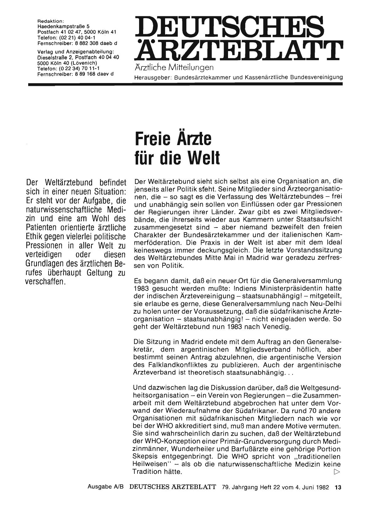 Vorschauseite 1: Freie Ärzte für die Welt