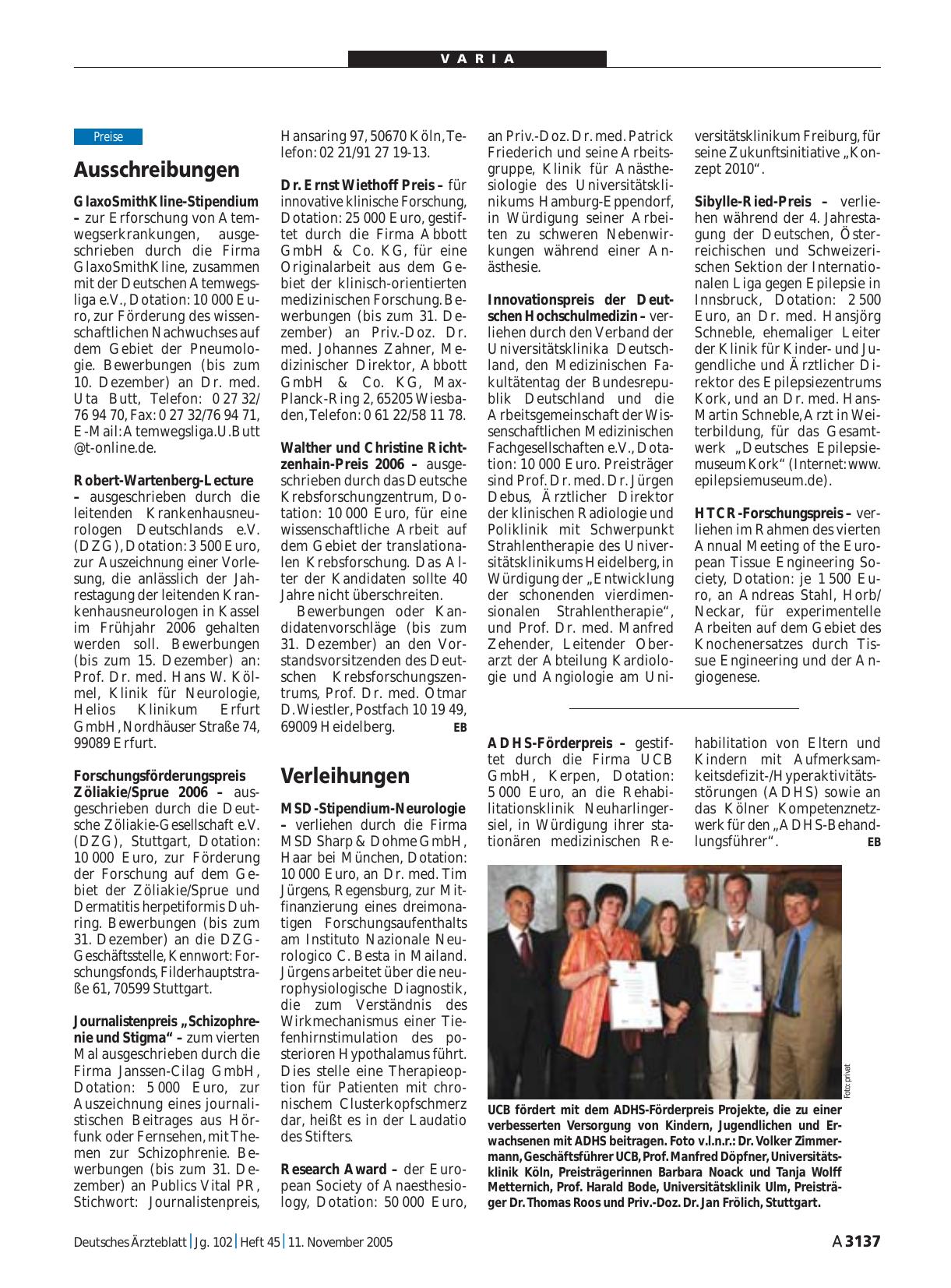 Vorschauseite 1: Ausschreibungen
