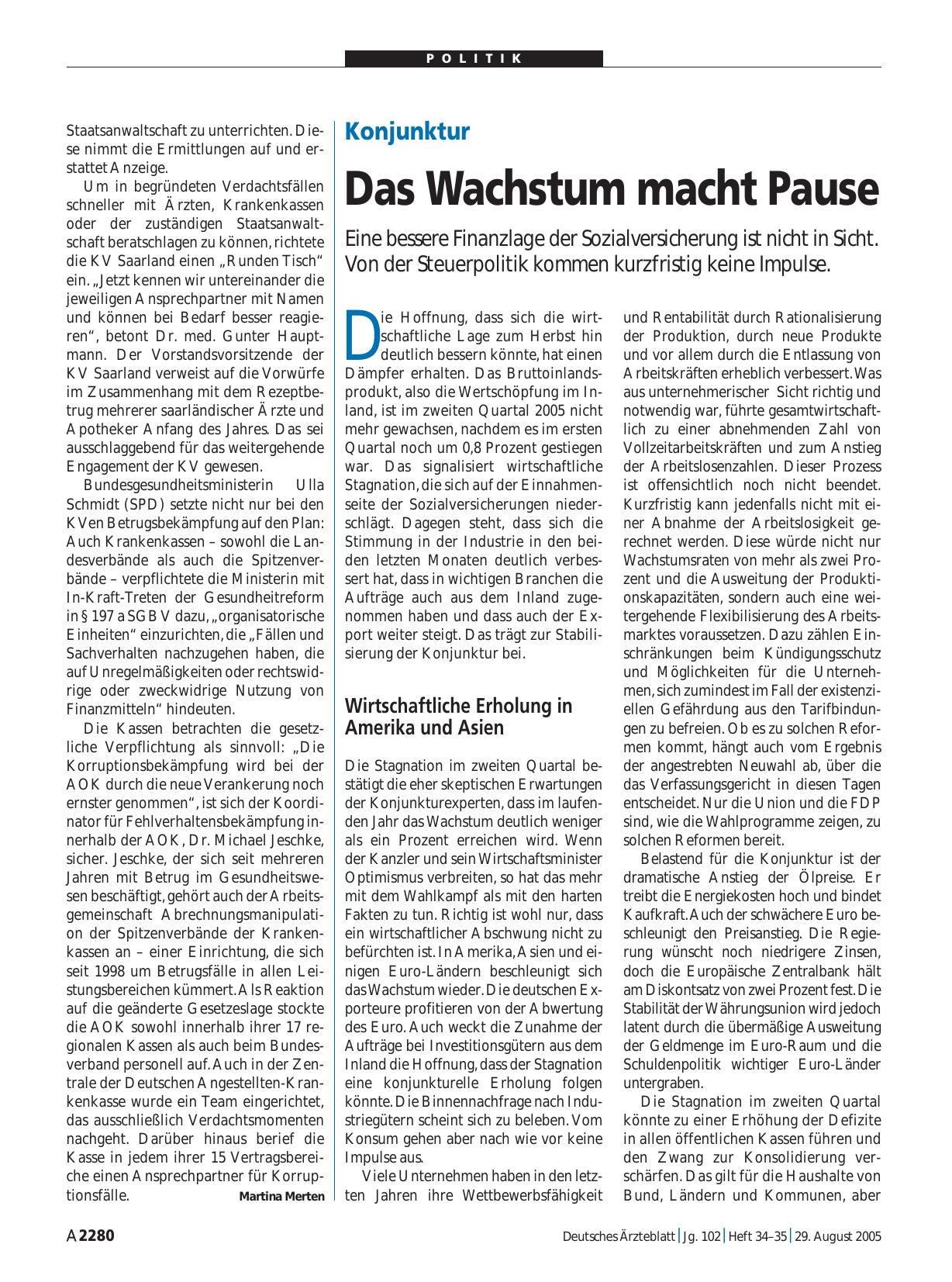 Vorschauseite 1: Konjunktur: Das Wachstum macht Pause