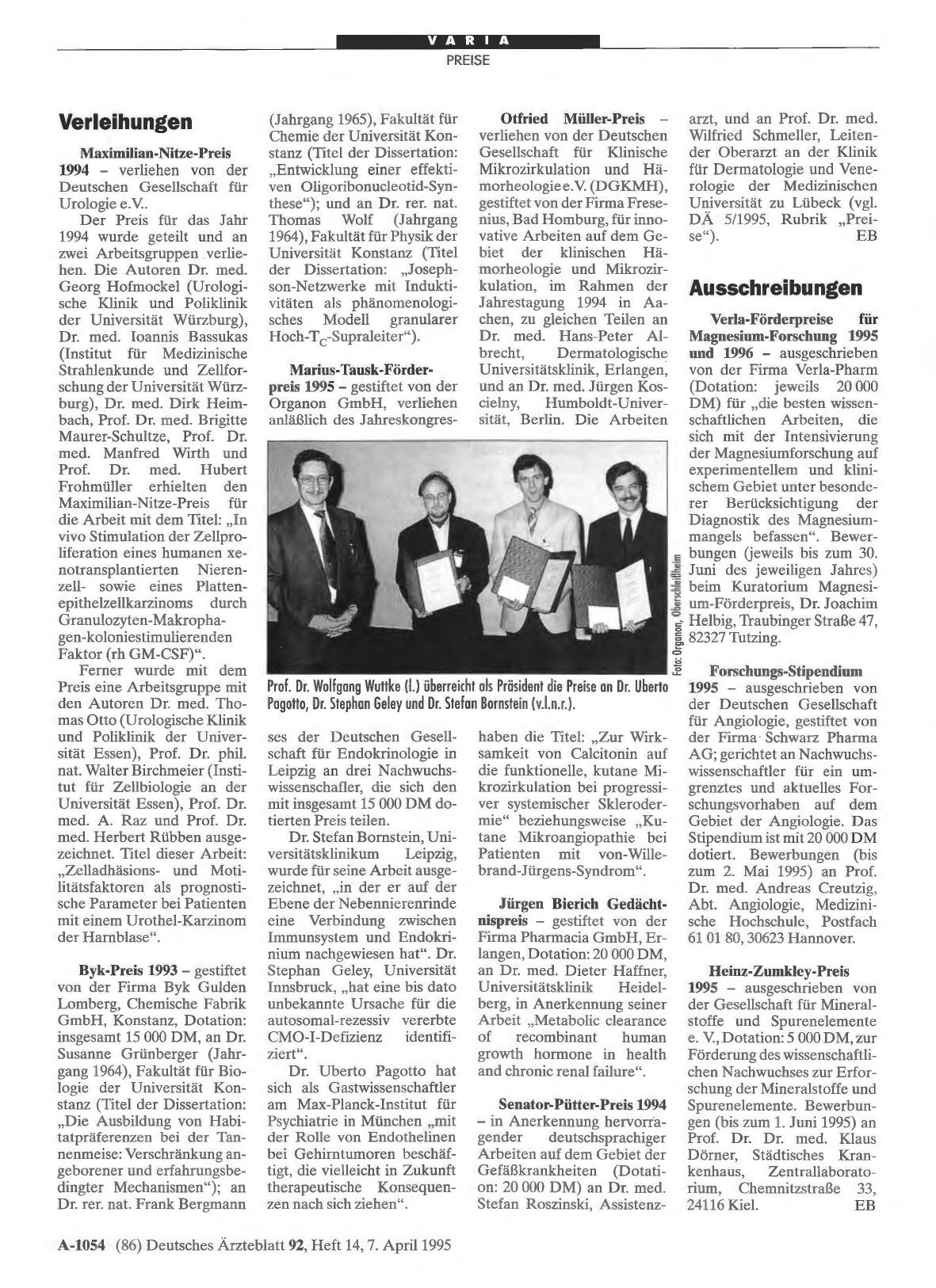 Vorschauseite 1: Ausschreibungen