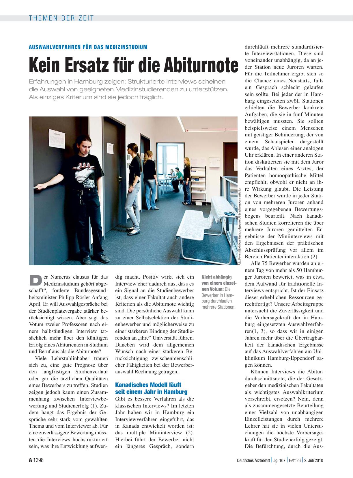 Vorschauseite 1: Auswahlverfahren für das Medizinstudium: Kein Ersatz für die Abiturnote