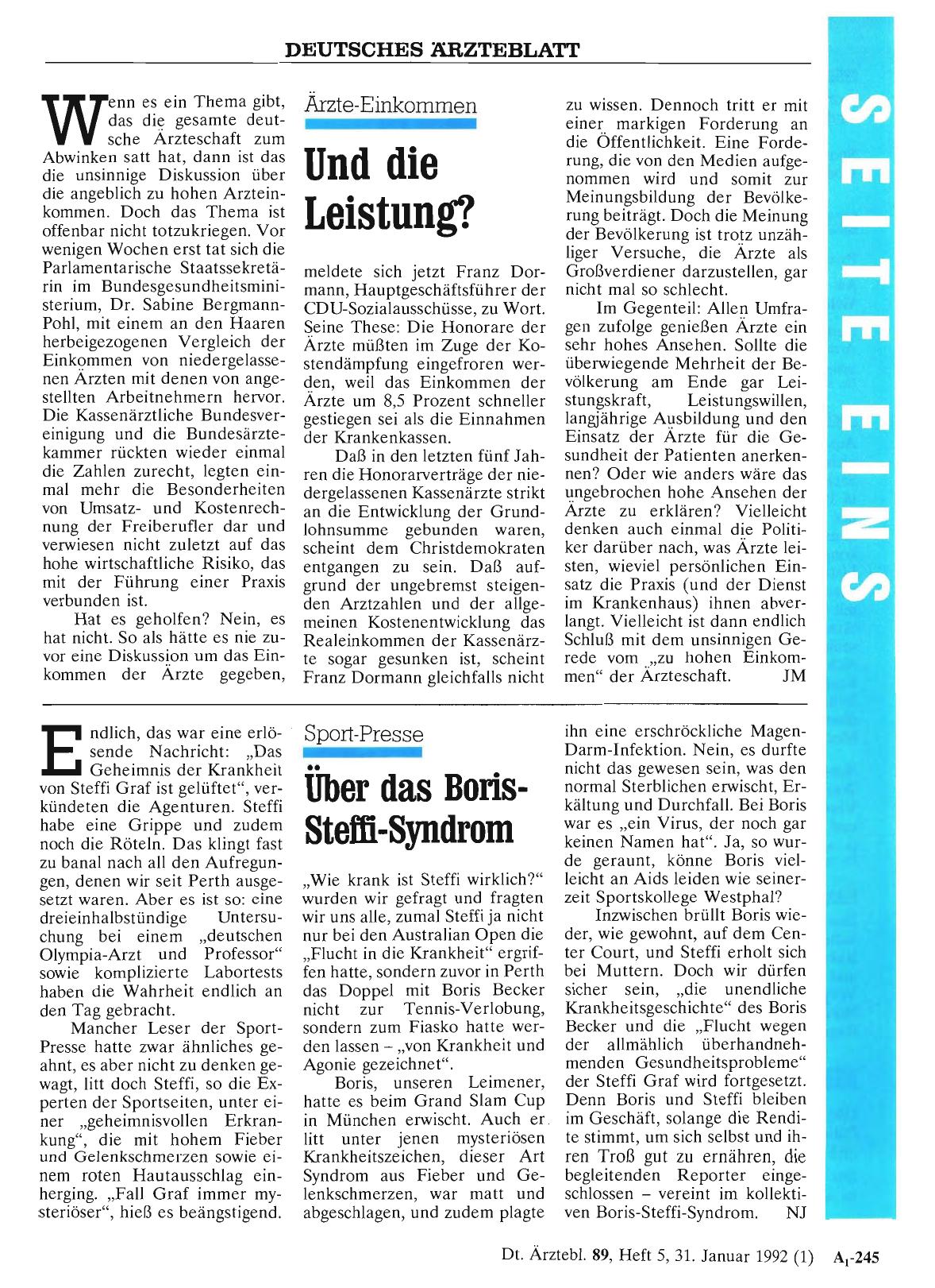 Vorschauseite 1: Ärzte-Einkommen: Und die Leistung?