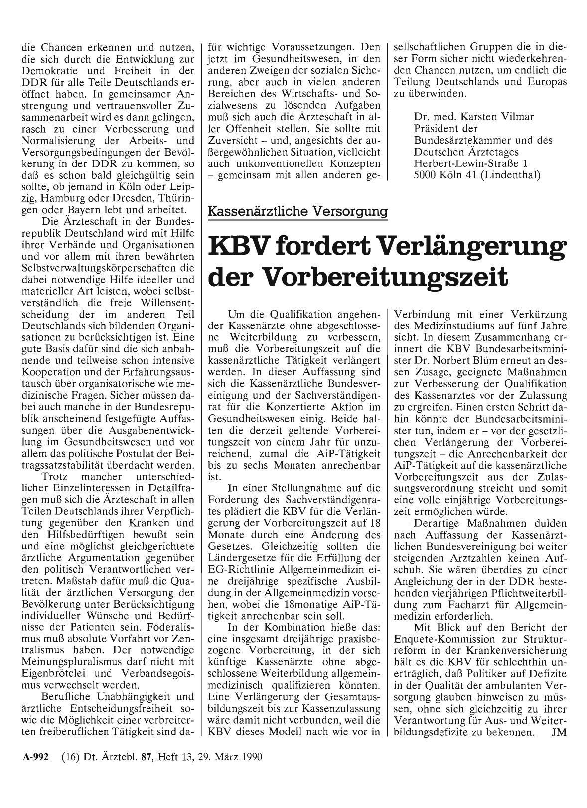 Vorschauseite 1: Kassenärztliche Versorgung: KBV fordert Verlängerung der Vorbereitungszeit