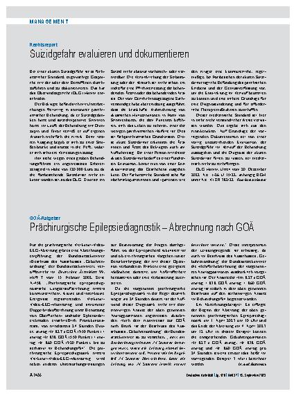 Vorschauseite 1: GOÄ-Ratgeber: Prächirurgische Epilepsiediagnostik – Abrechnung nach GOÄ