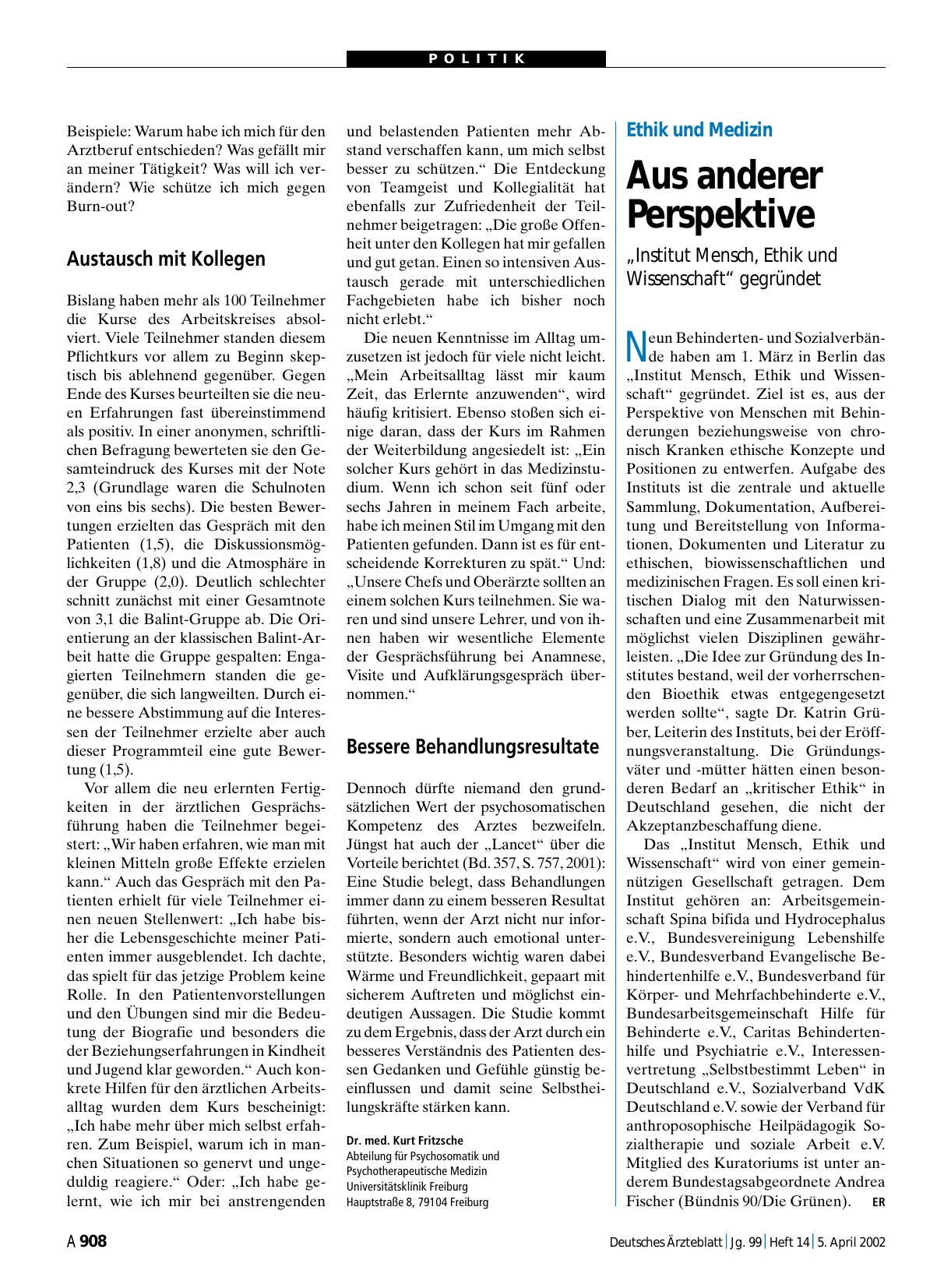 Vorschauseite 1: Ethik und Medizin: Aus anderer Perspektive