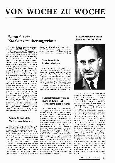 Vorschauseite 1: Bundesarbeitsminister Hans Katzer 50 Jahre