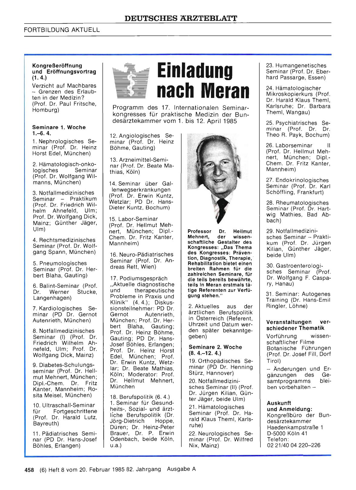 Vorschauseite 1: Einladung nach Meran