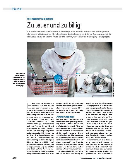 Vorschauseite 1: Pharmastandort Deutschland: Zu teuer und zu billig