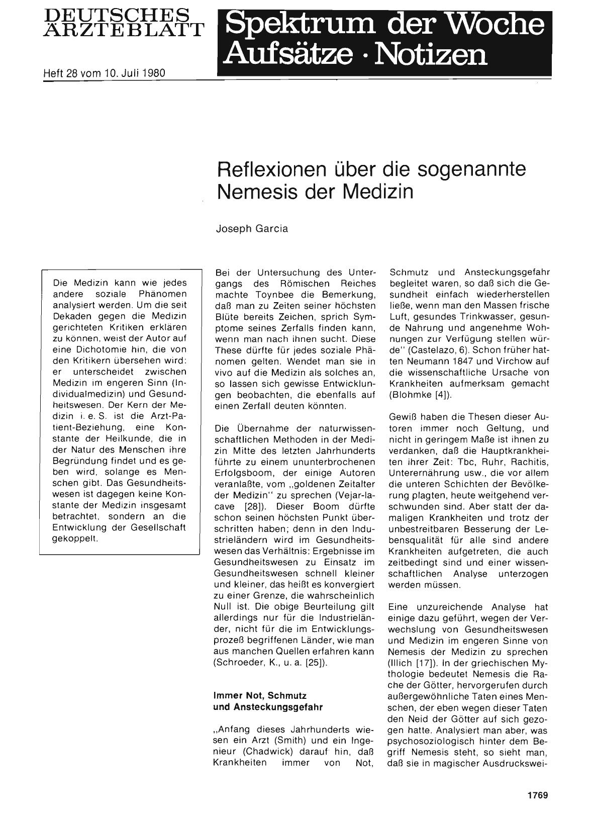 Vorschauseite 1: Reflexionen über die sogenannte Nemesis der Medizin
