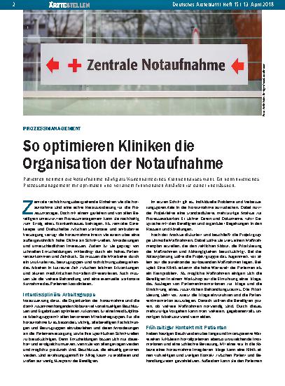 Vorschauseite 1: Prozessmanagement: So optimieren Kliniken die Organisation der Notaufnahme