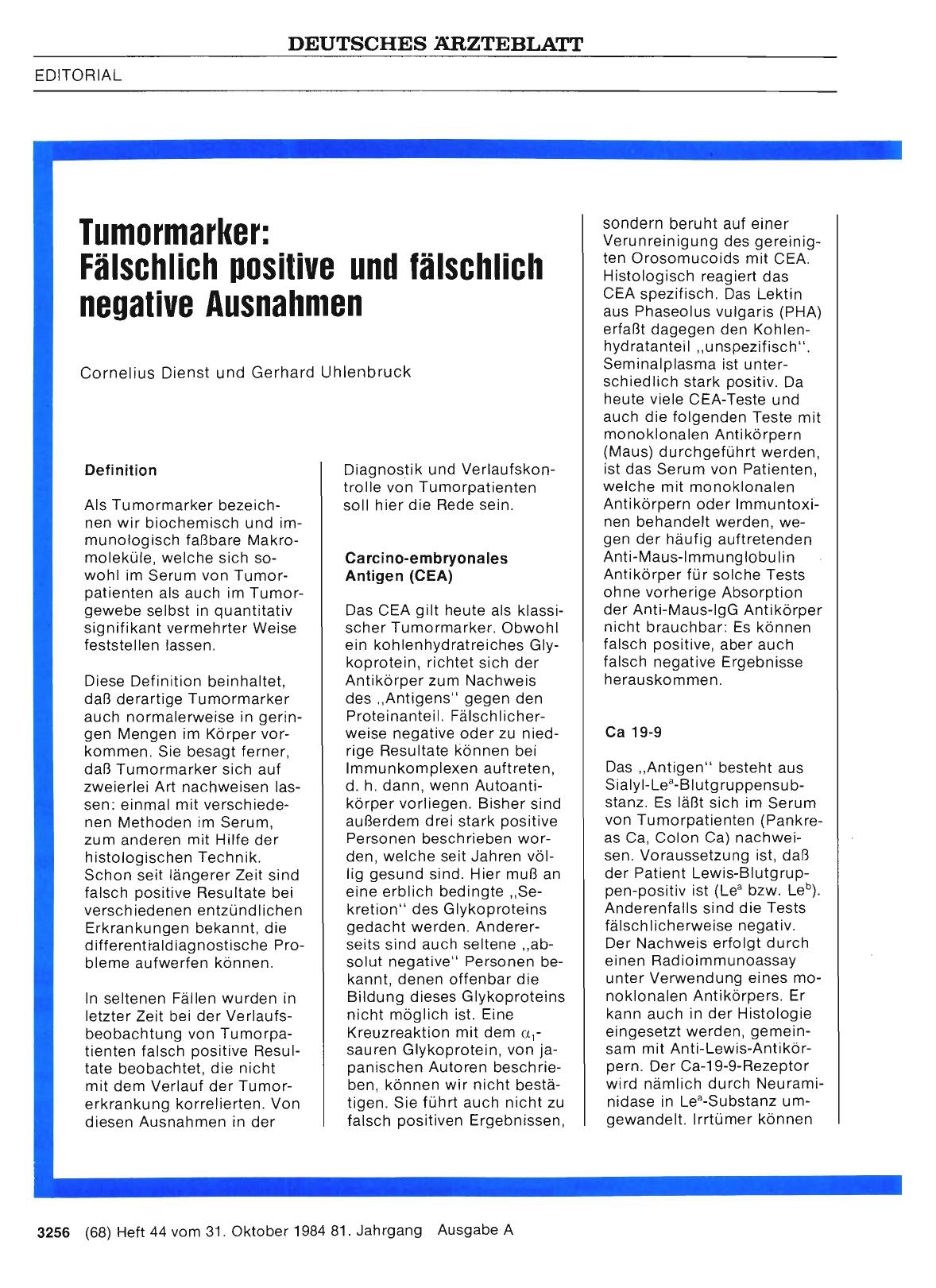 Vorschauseite 1: Tumormarker: Fälschlich positive und fälschlich negative Ausnahmen
