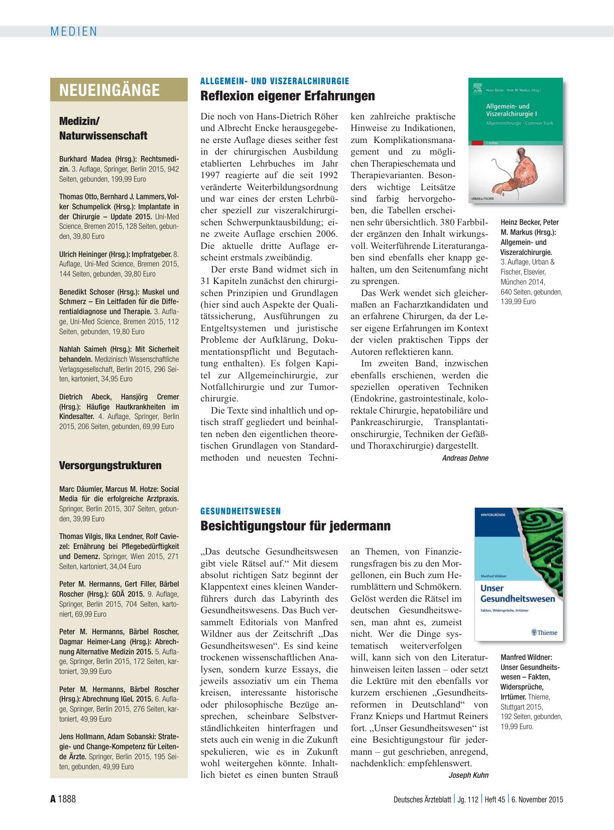 Vorschauseite 1: Allgemeinund Viszeralchirurgie: Reflexion eigener Erfahrungen