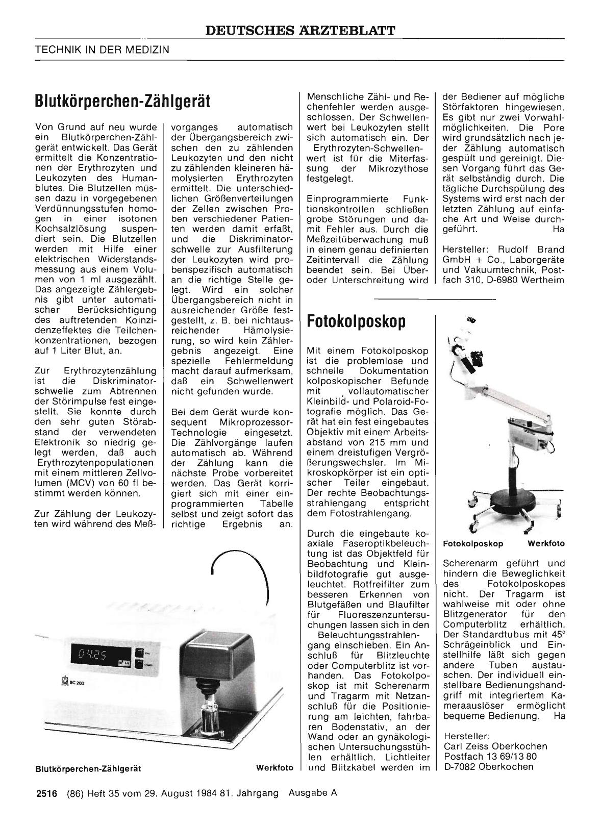 Vorschauseite 1: Blutkörperchen-Zählgerät