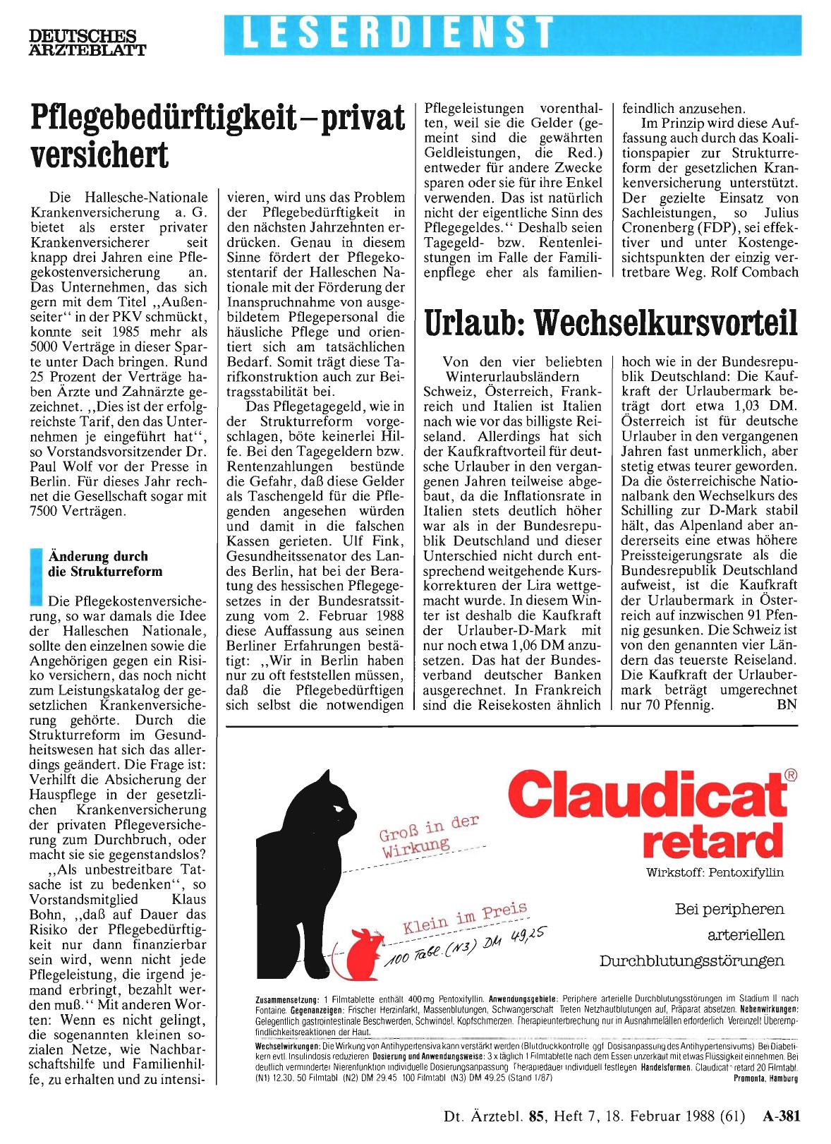 Vorschauseite 1: Pflegebedürftigkeit—privat versichert