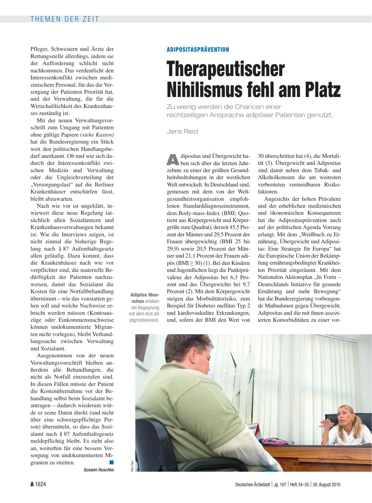 Vorschauseite 1: Adipositasprävention: Therapeutischer Nihilismus fehl am Platz