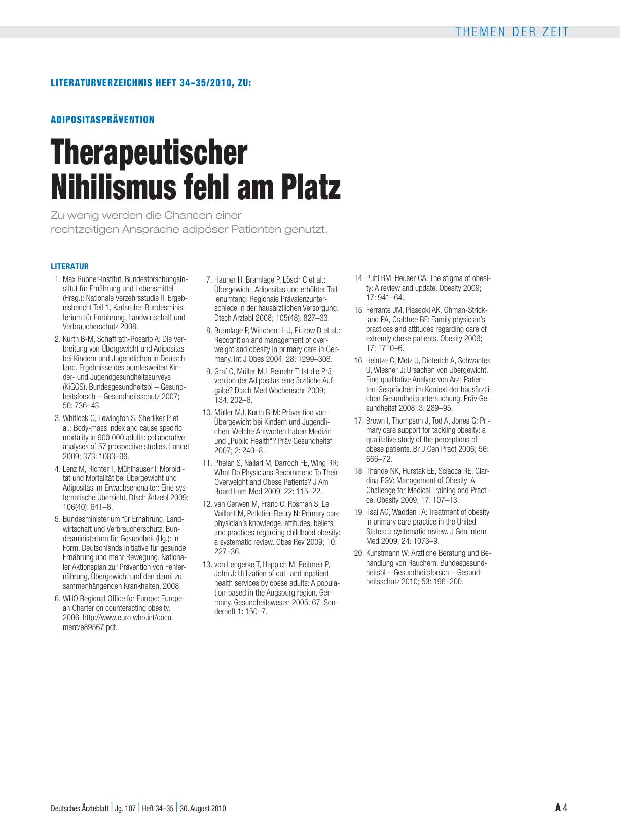 Vorschauseite 4: Adipositasprävention: Therapeutischer Nihilismus fehl am Platz