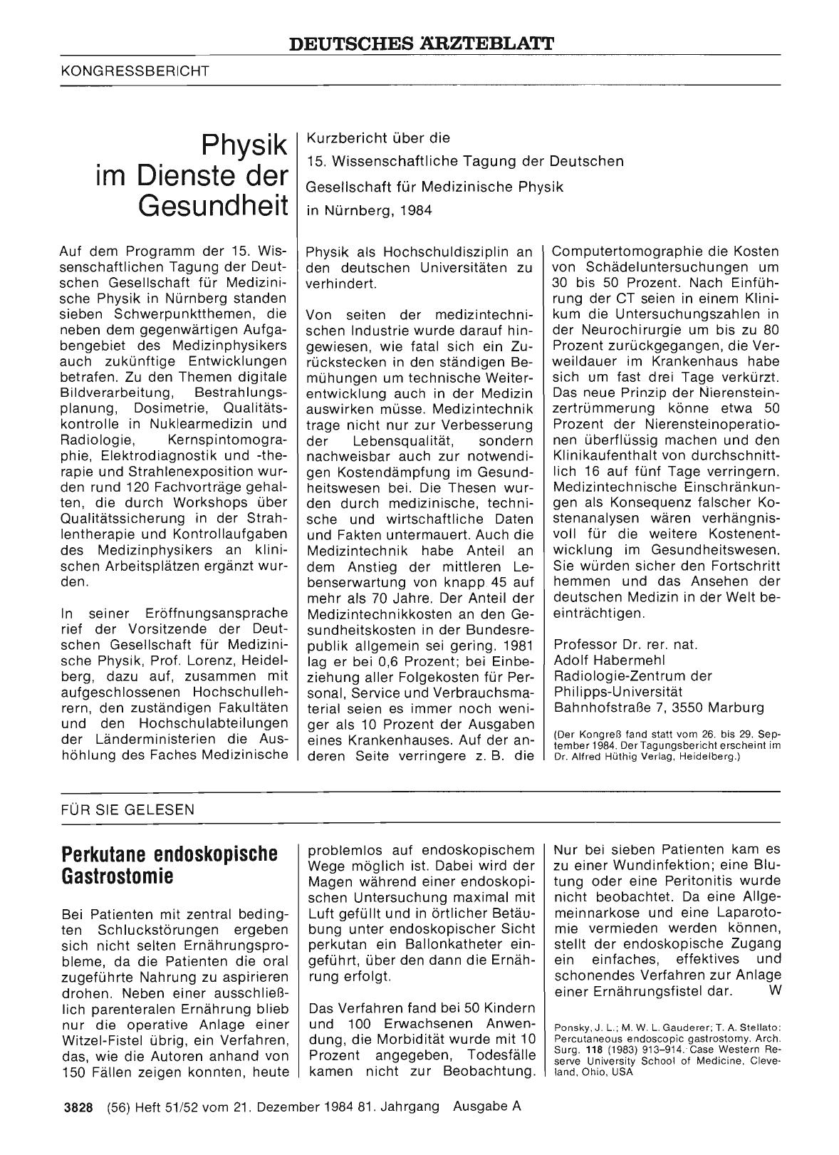 Vorschauseite 1: Perkutane endoskopische Gastrostomie