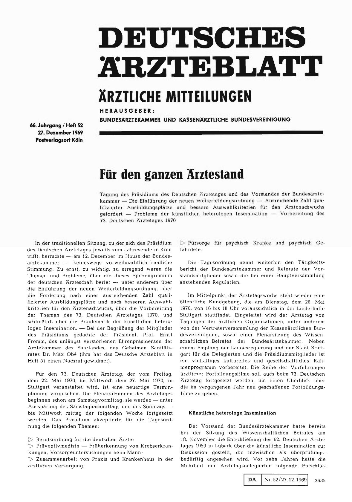 Vorschauseite 1: Für den ganzen Ärztestand
