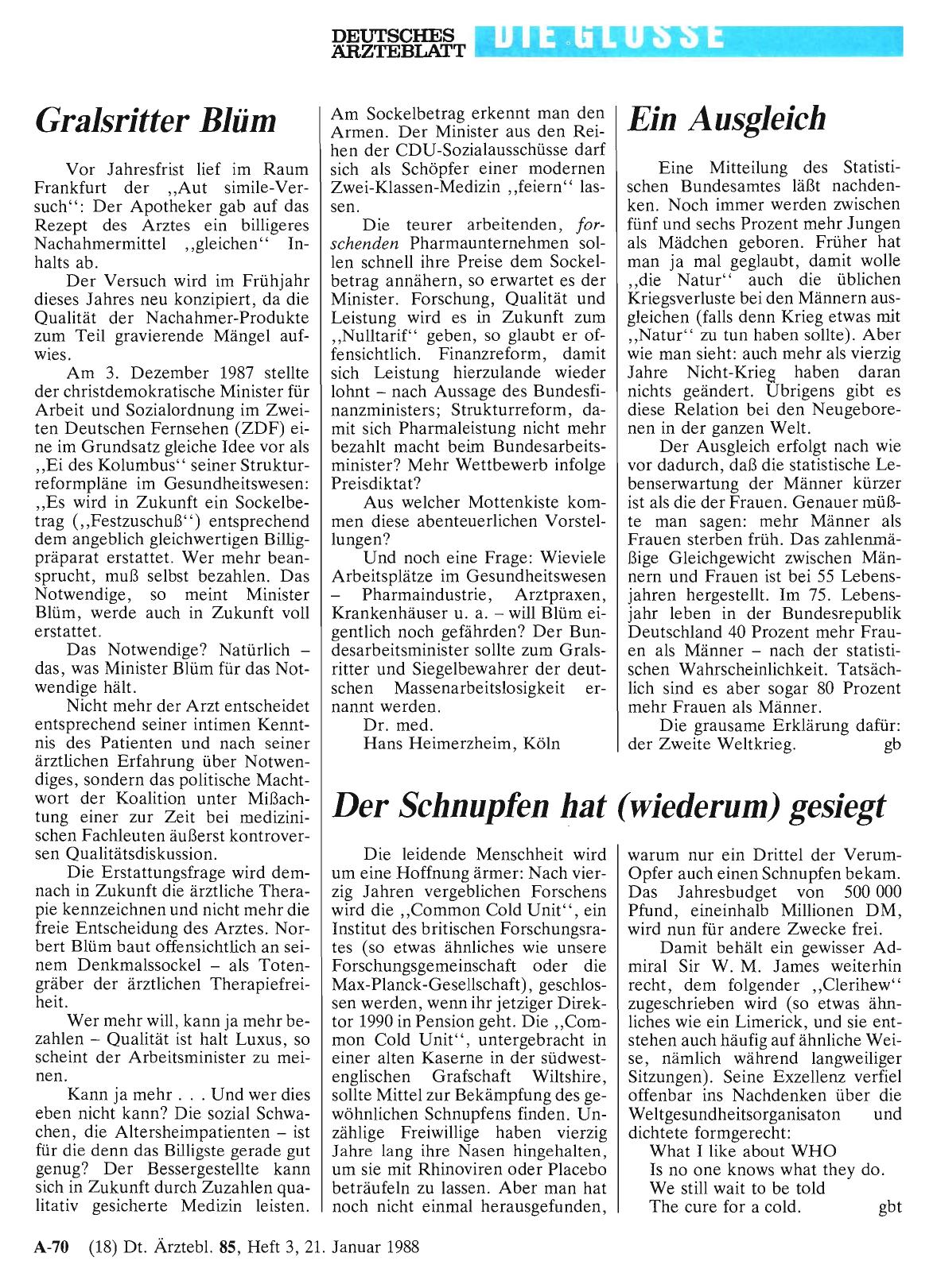 Vorschauseite 1: Der Schnupfen hat (wiederum) gesiegt