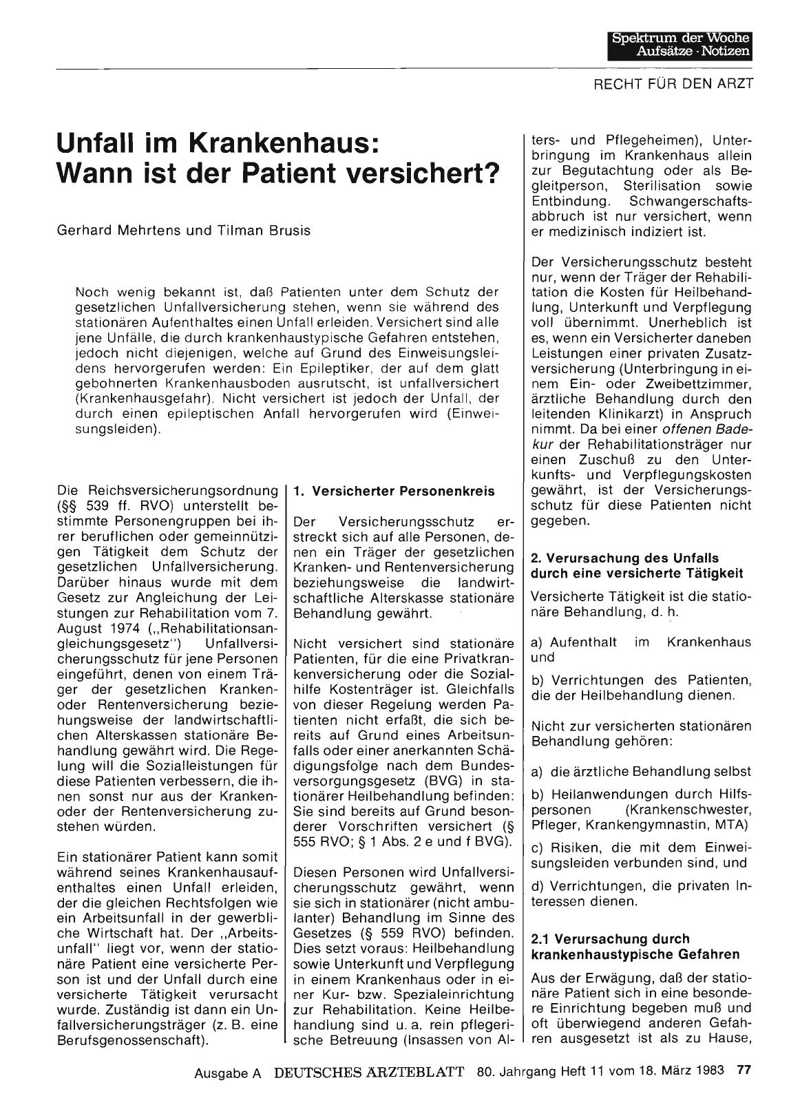 Vorschauseite 1: Unfall im Krankenhaus: Wann ist der Patient versichert?