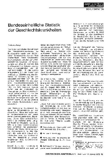 Vorschauseite 1: Bundeseinheitliche Statistik der Geschlechtskrankheiten