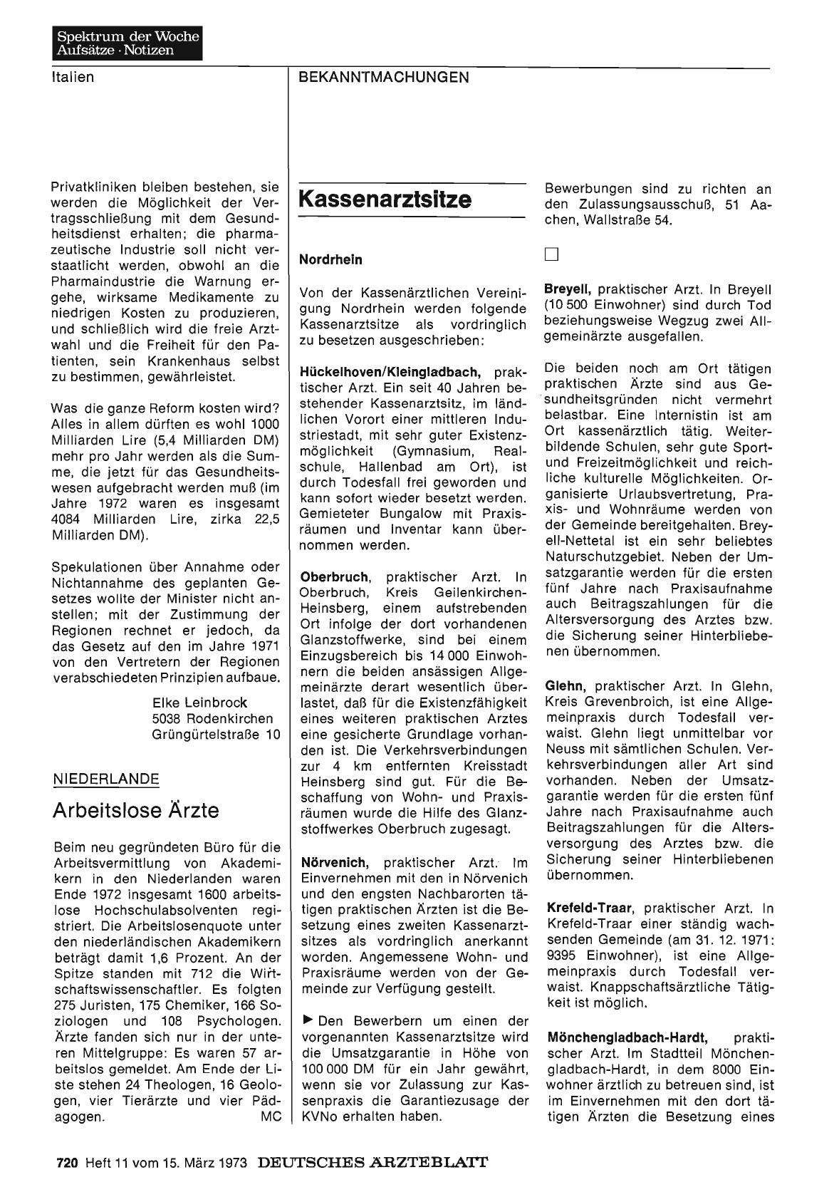 Vorschauseite 1: Niederlande: Arbeitslose Ärzte