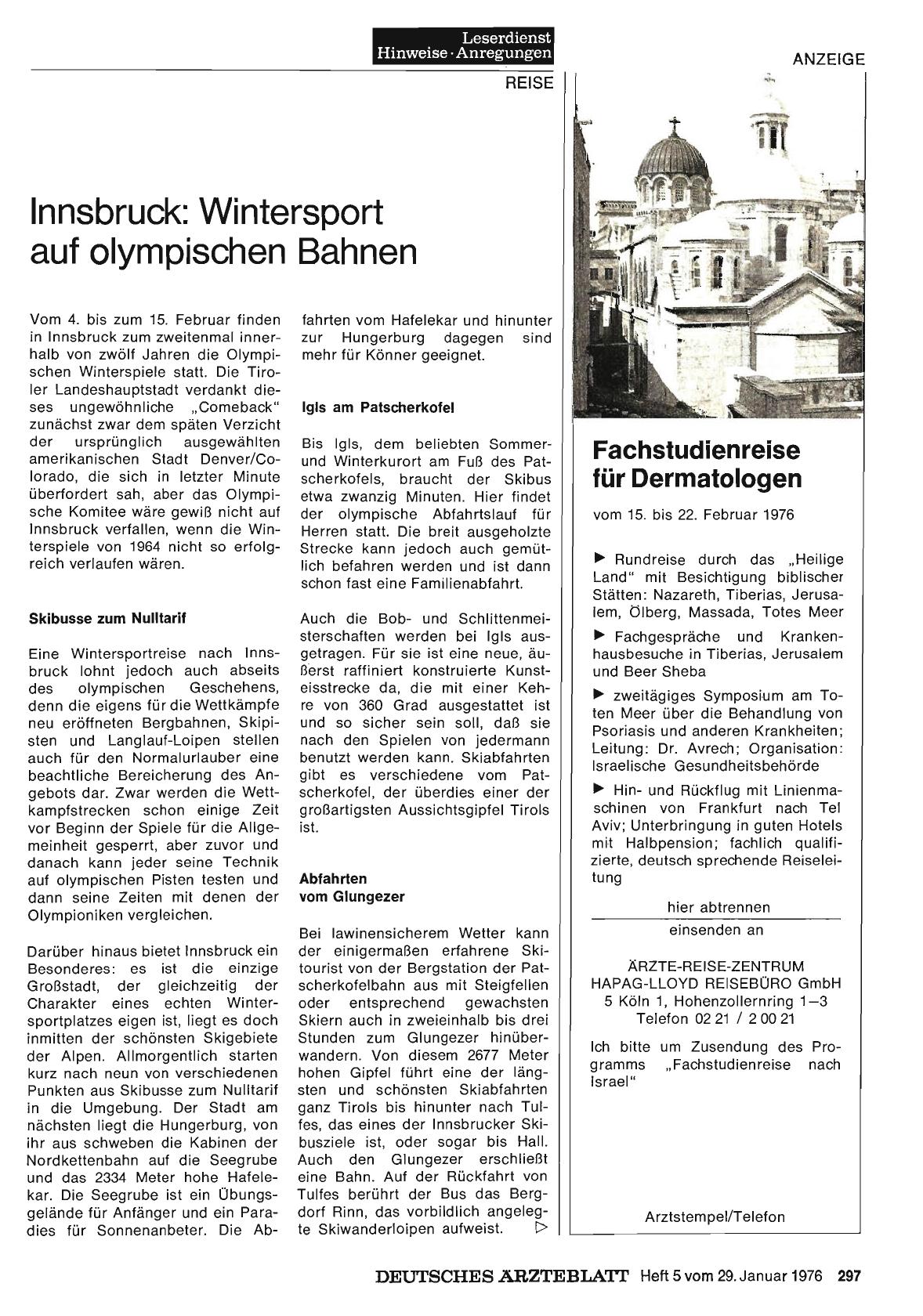 Vorschauseite 1: lnnsbruck: Wintersport auf olympischen Bahnen