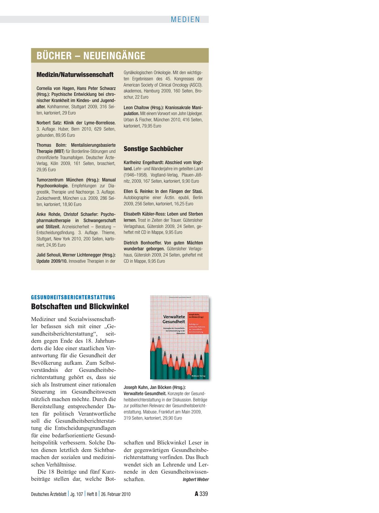 Vorschauseite 1: Gesundheitsberichterstattung: Botschaften und Blickwinkel