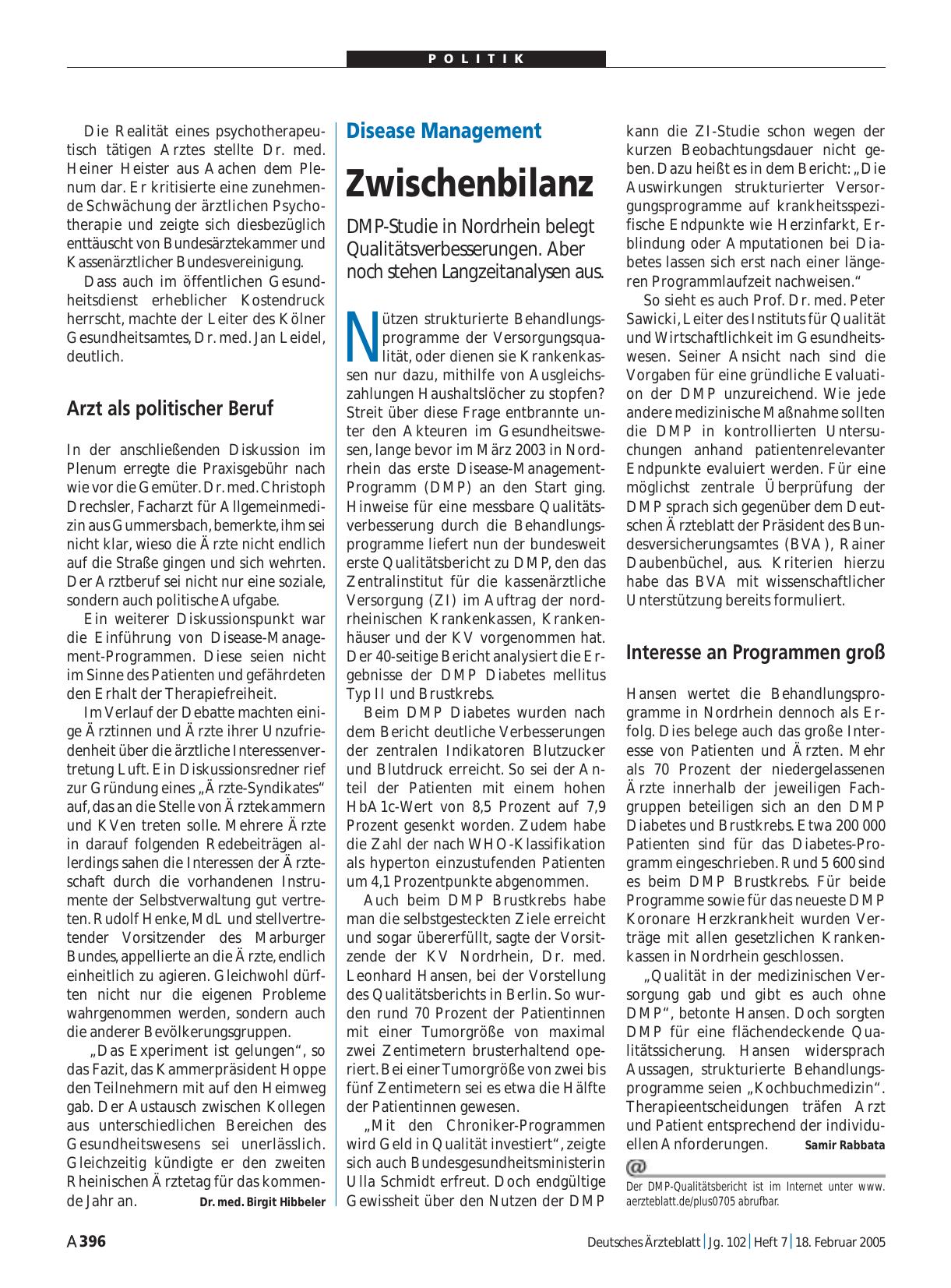 Vorschauseite 1: Disease Management: Zwischenbilanz