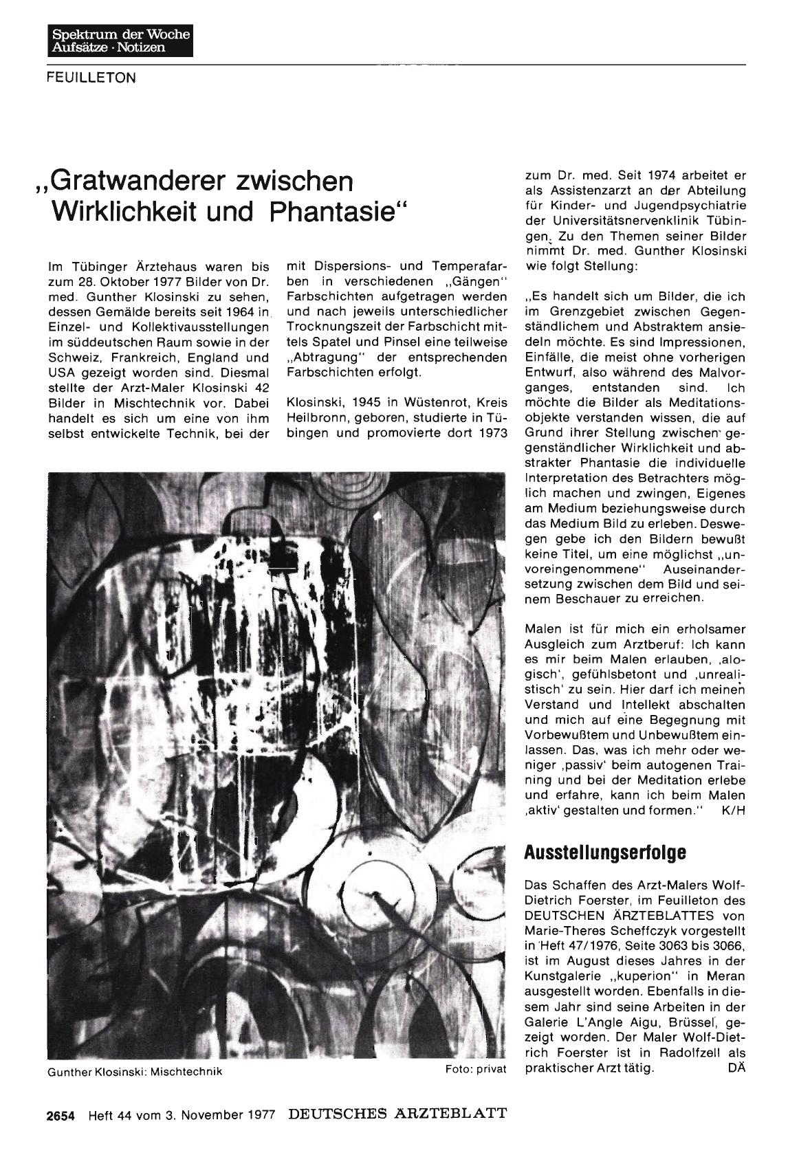Vorschauseite 1: „Gratwanderer zwischen Wirklichkeit und Phantasie“