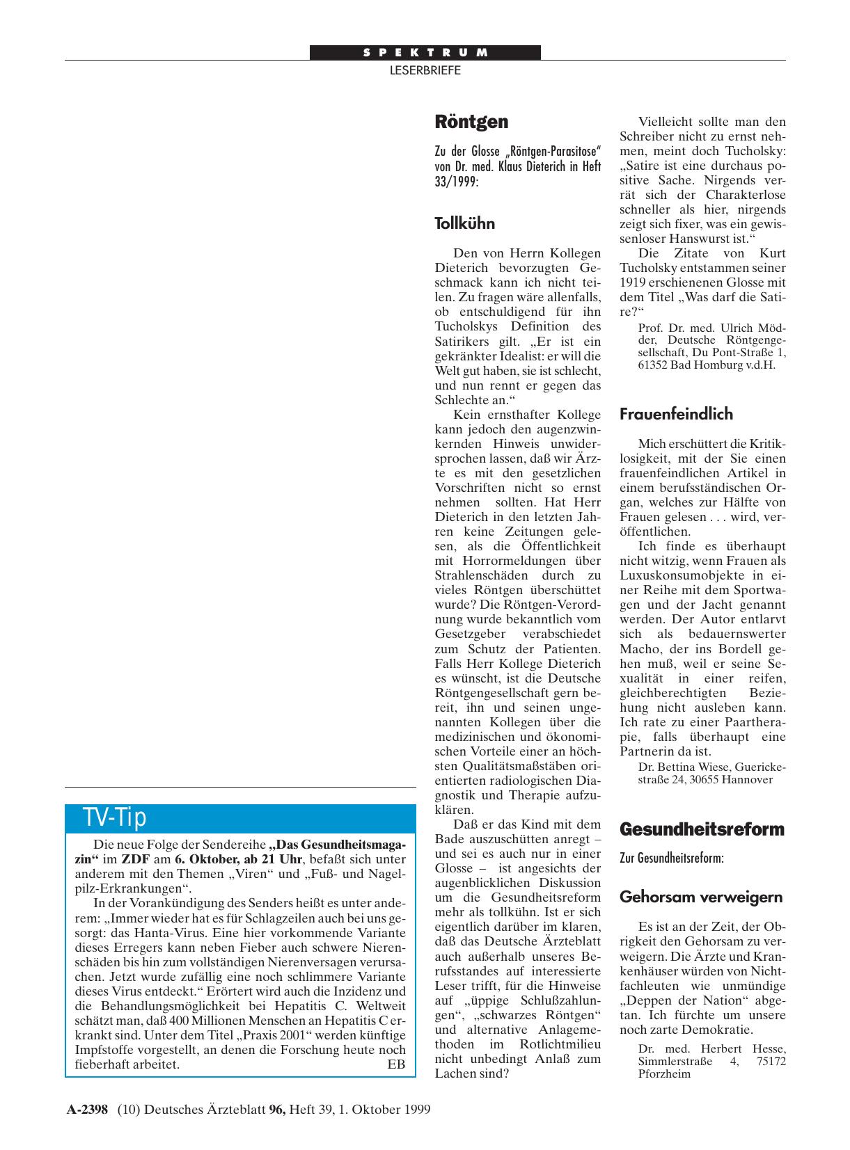 Vorschauseite 1: Gesundheitsreform: Gehorsam verweigern