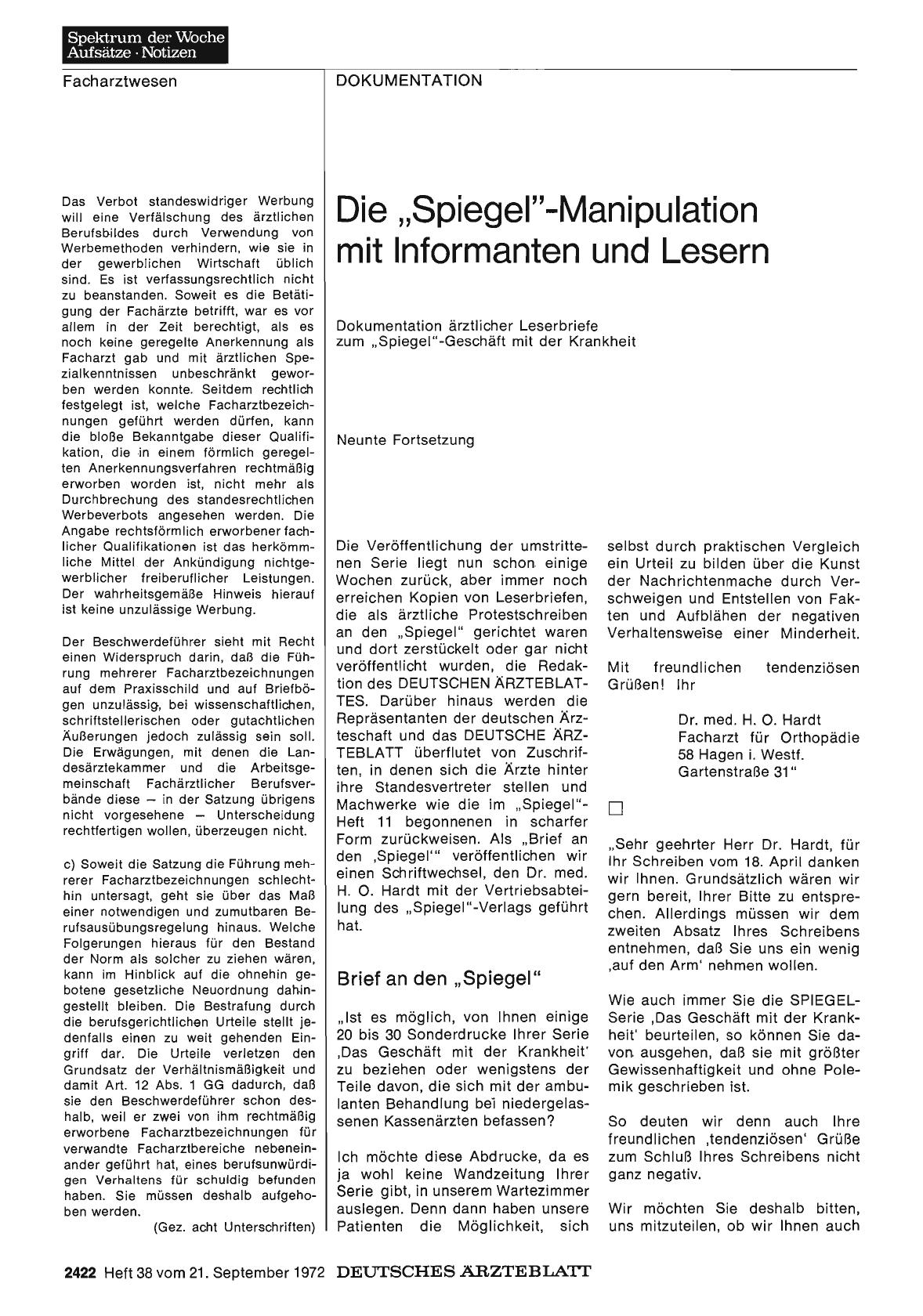 Vorschauseite 1: Die „Spiegel"-Manipulation mit Informanten und Lesern — Neunte Fortsetzung