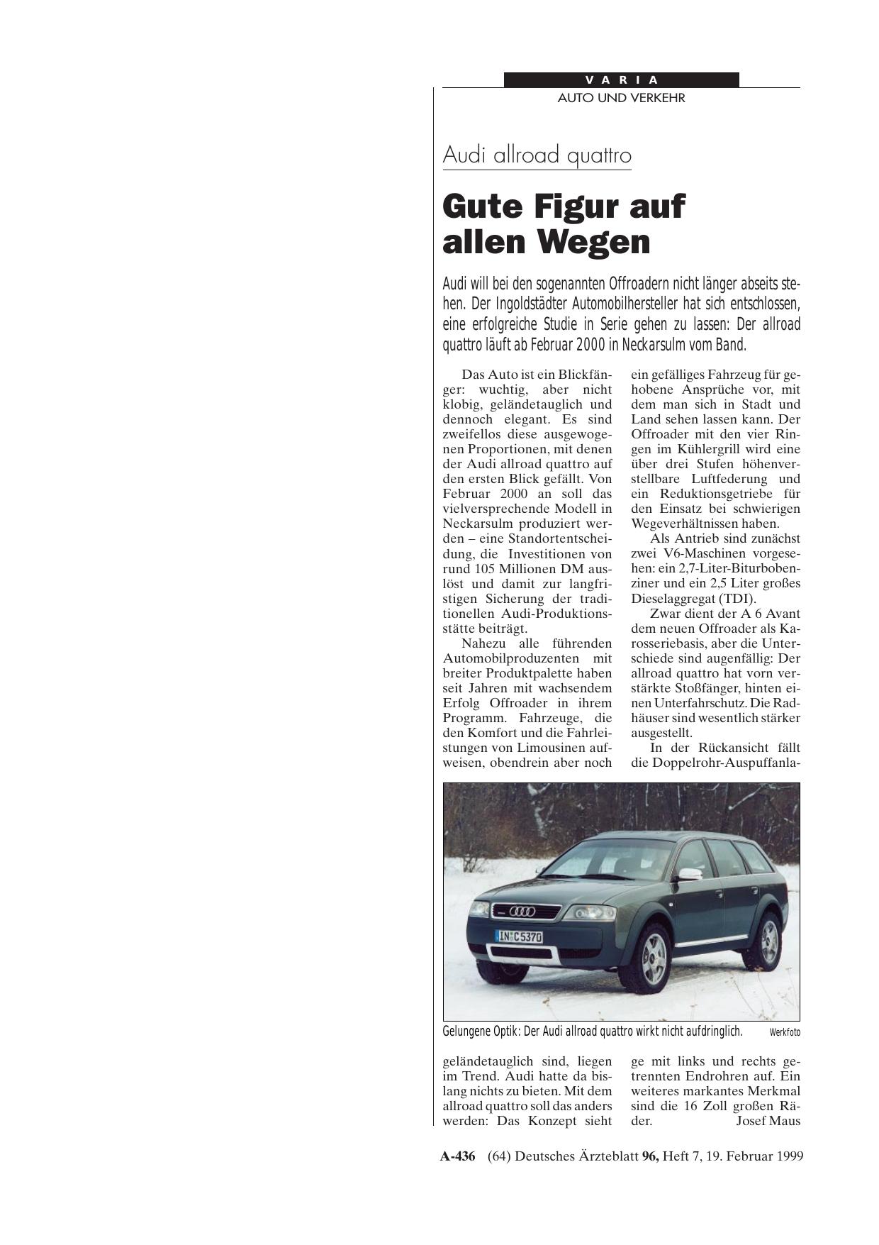 Vorschauseite 1: Audi allroad quattro: Gute Figur auf allen Wegen