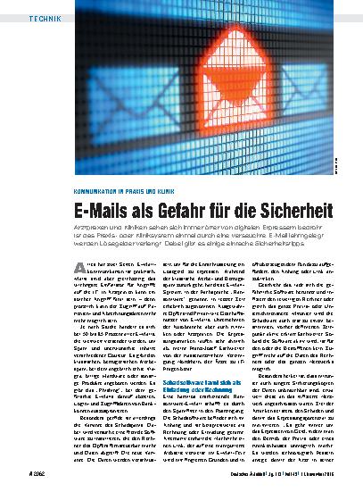 Vorschauseite 1: Kommunikation in Praxis und Klinik: E-Mails als Gefahr für die Sicherheit