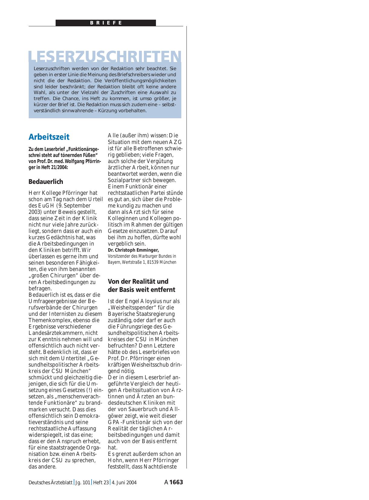 Vorschauseite 1: Arbeitszeit: Von der Realität und der Basis weit entfernt