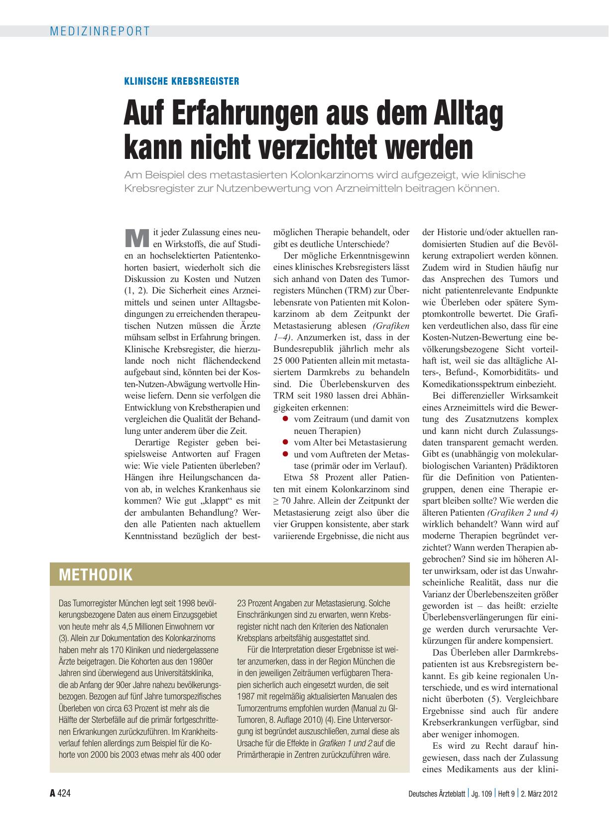 Vorschauseite 1: Klinische Krebsregister: Auf Erfahrungen aus dem Alltag kann nicht verzichtet werden