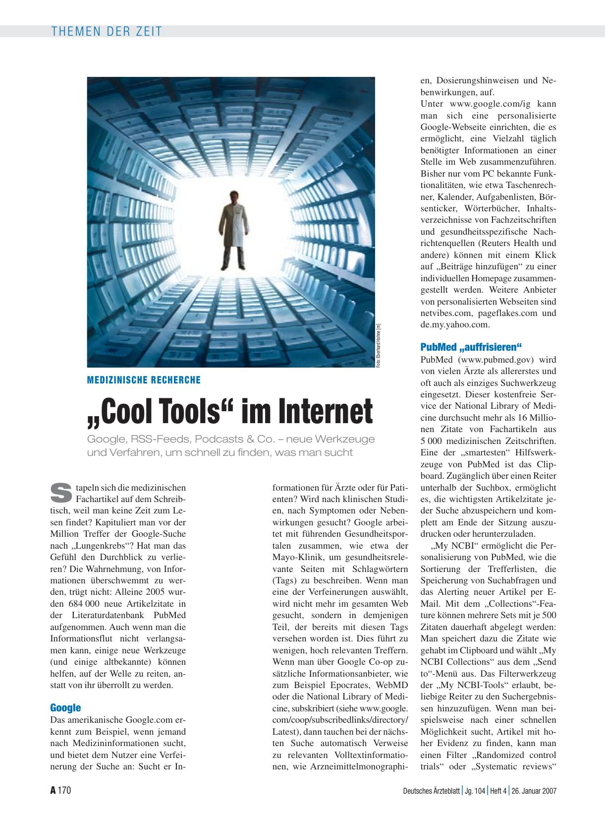 Vorschauseite 1: Medizinische Recherche: „Cool Tools“ im Internet