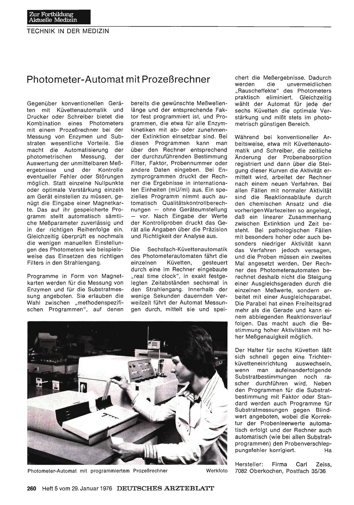 Vorschauseite 1: Photometer-Automat mit Prozeßrechner