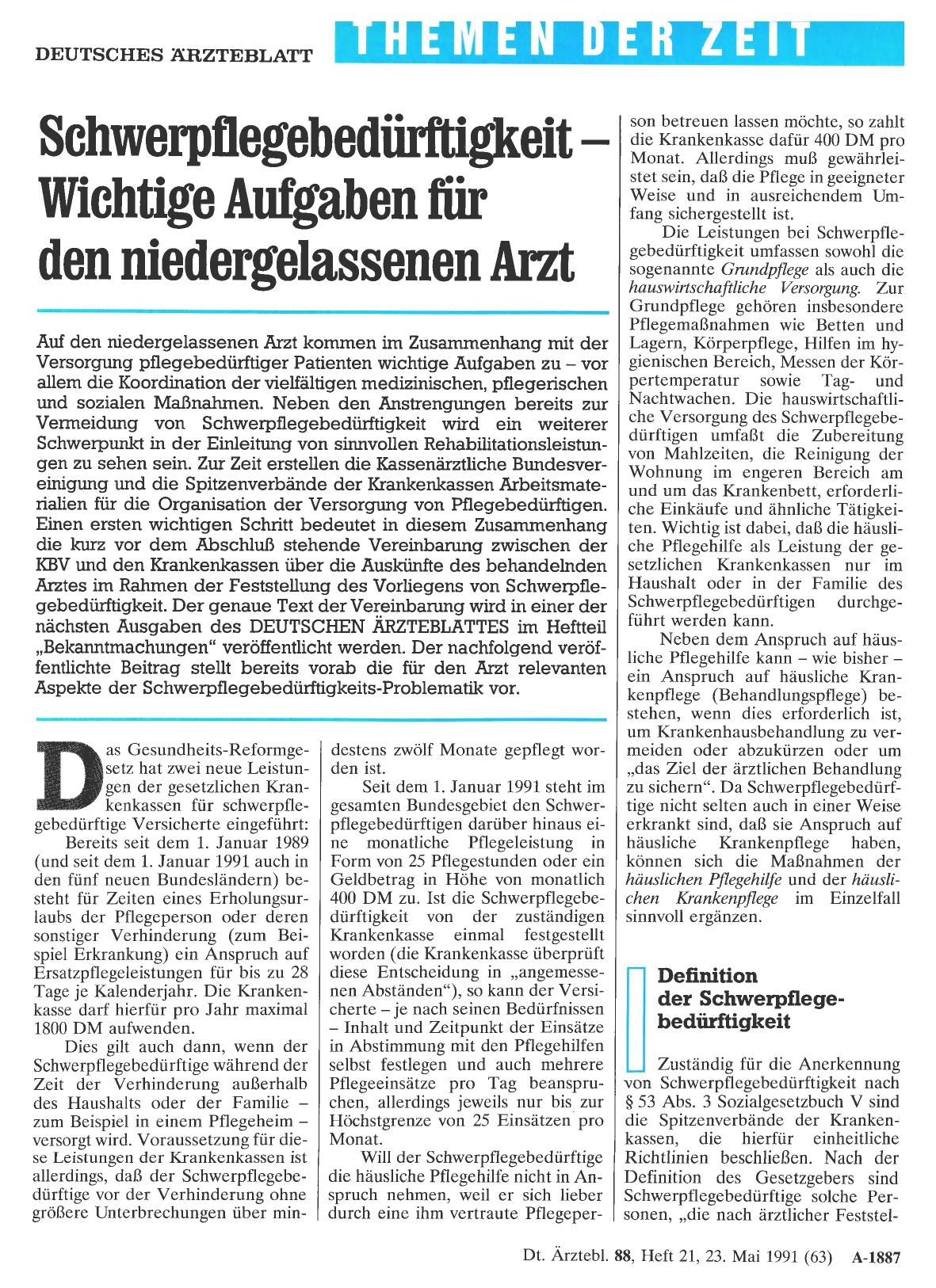 Vorschauseite 1: Schwerpflegebedürftigkeit – Wichtige Aufgaben für den niedergelassenen Arzt
