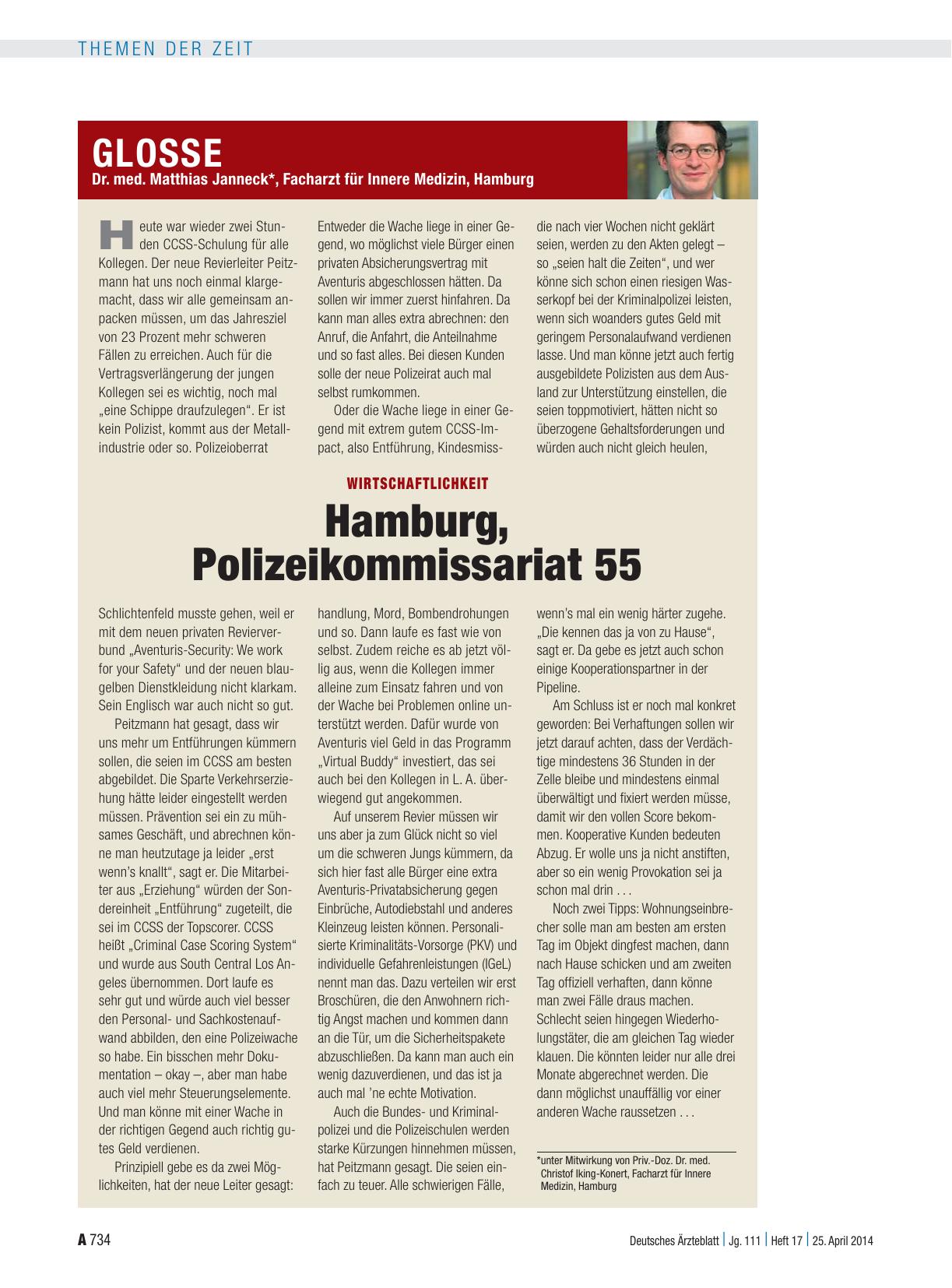 Vorschauseite 1: Wirtschaftlichkeit: Hamburg, Polizeikommissariat 55