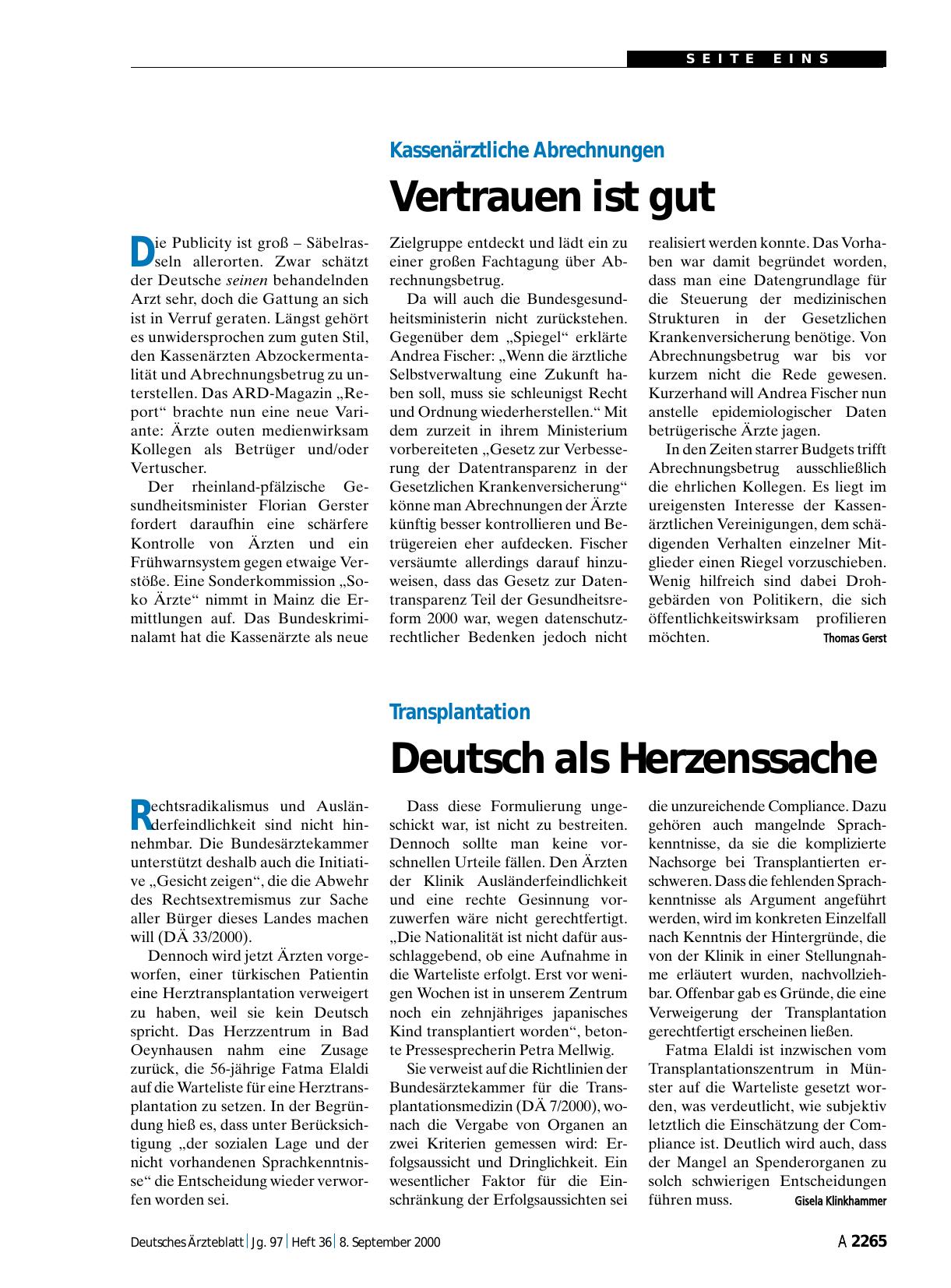 Vorschauseite 1: Kassenärztliche Abrechnungen: Vertrauen ist gut