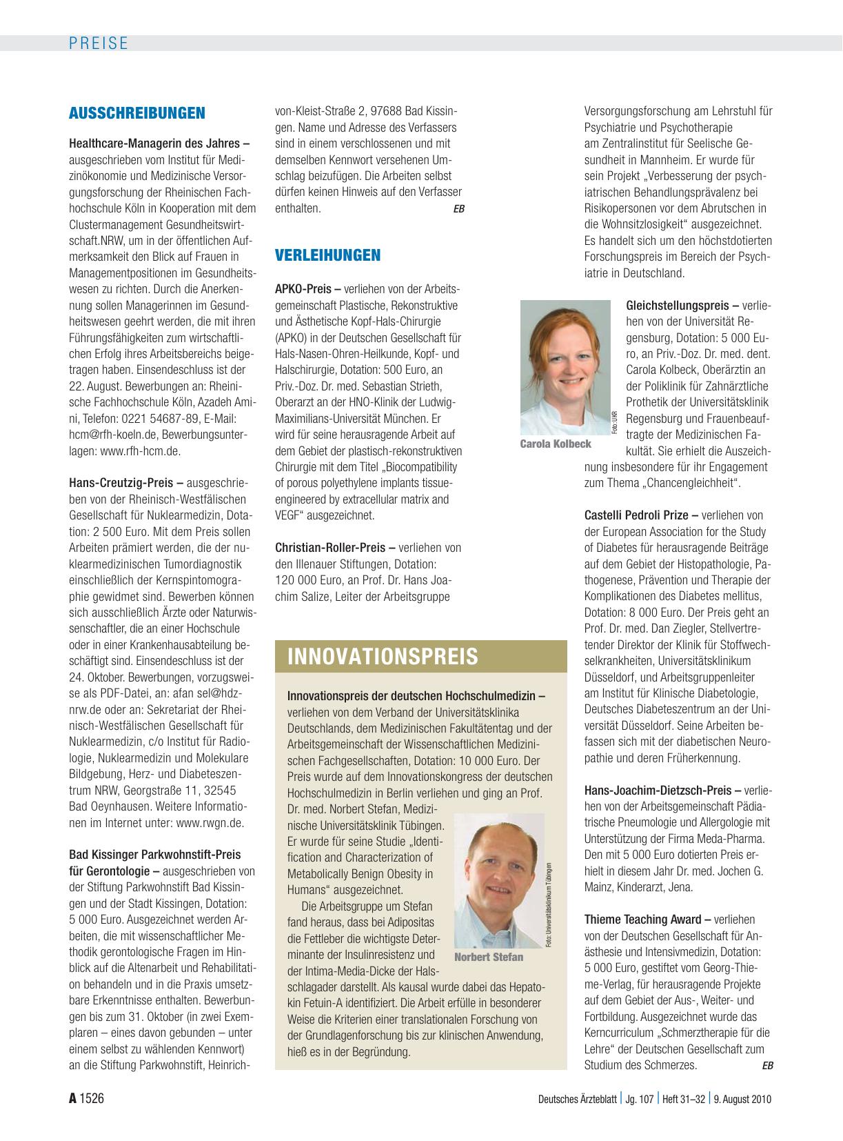 Vorschauseite 1: Verleihungen