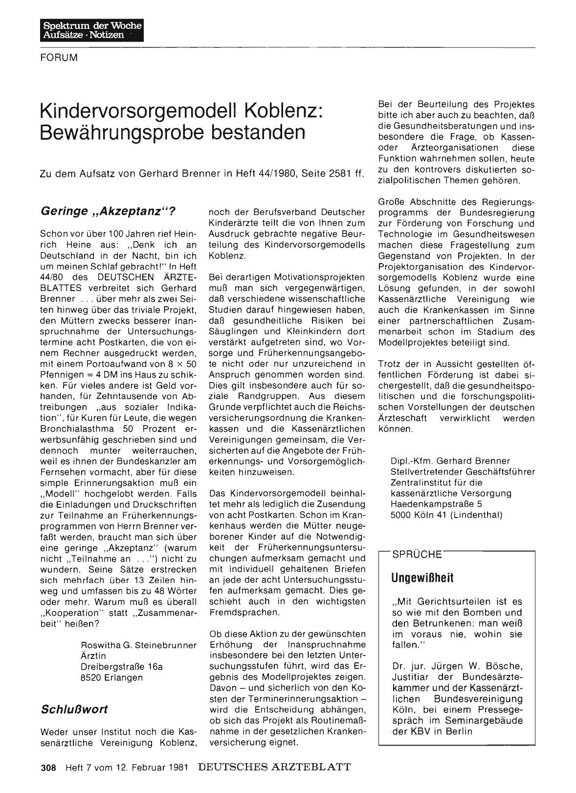 Vorschauseite 1: Ungewißheit