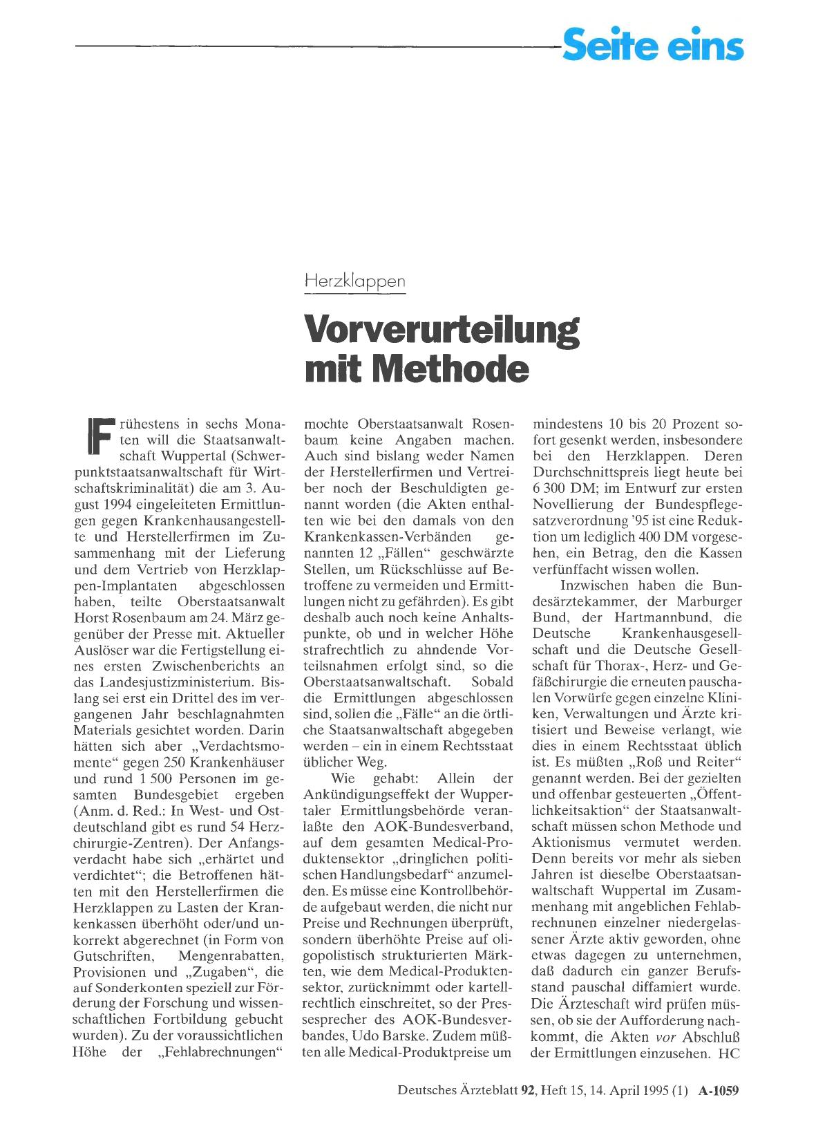 Vorschauseite 1: Herzklappen: Vorverurteilung mit Methode