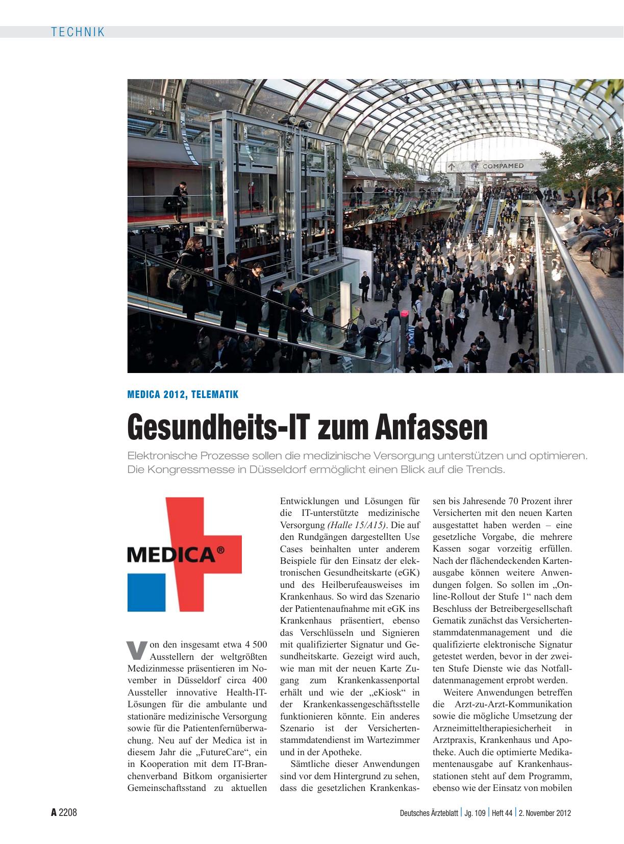Vorschauseite 1: Medica 2012, Telematik: Gesundheits-IT zum Anfassen