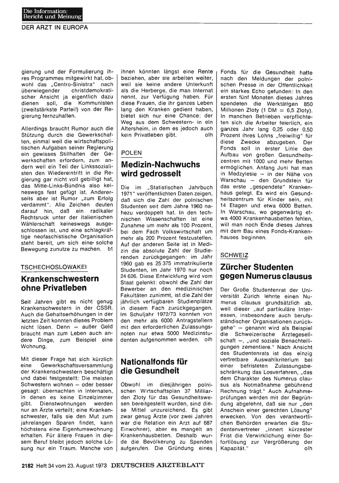 Vorschauseite 1: Tschechoslowakei: Krankenschwestern ohne Privatleben