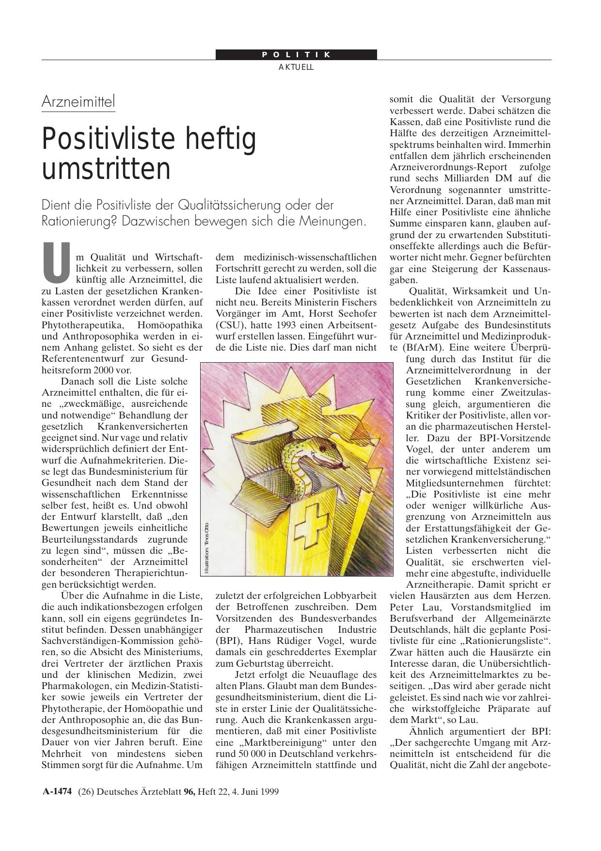 Vorschauseite 1: Arzneimittel: Positivliste heftig umstritten