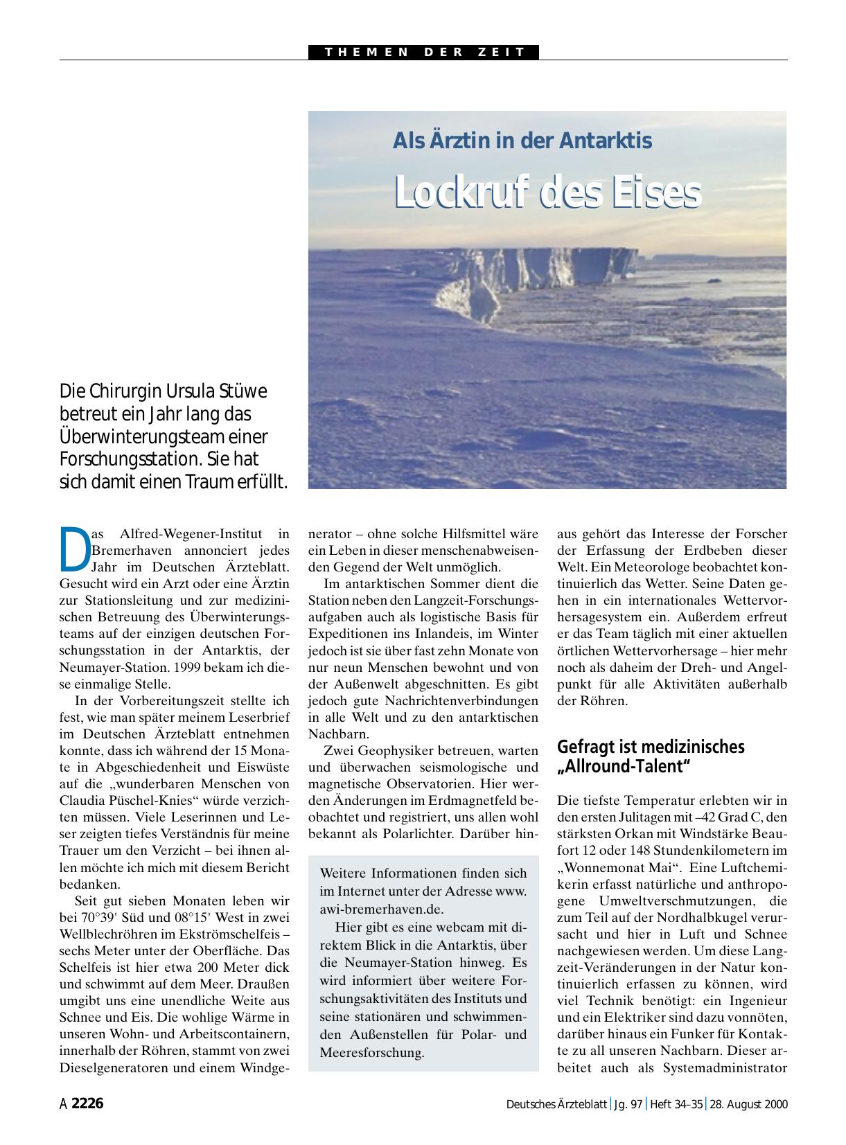 Vorschauseite 1: Als Ärztin in der Antarktis: Lockruf des Eises
