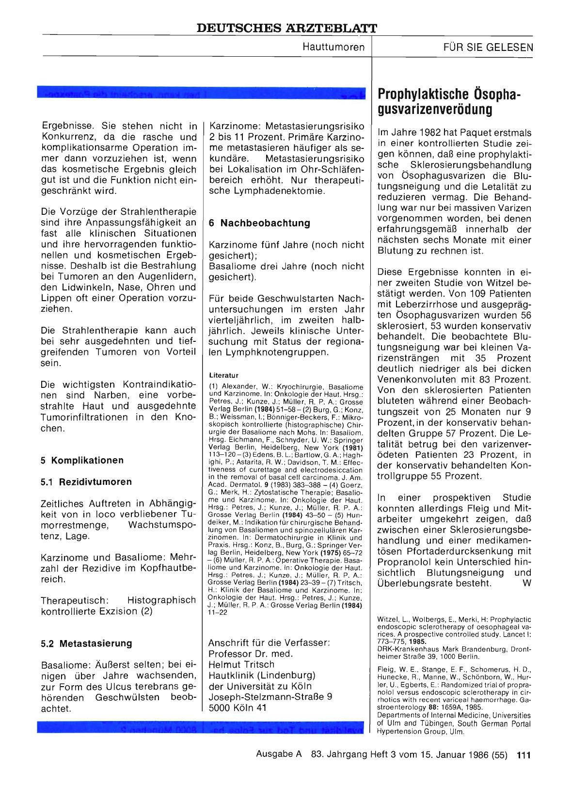 Vorschauseite 1: Prophylaktische Ösophagusvarizenverödung