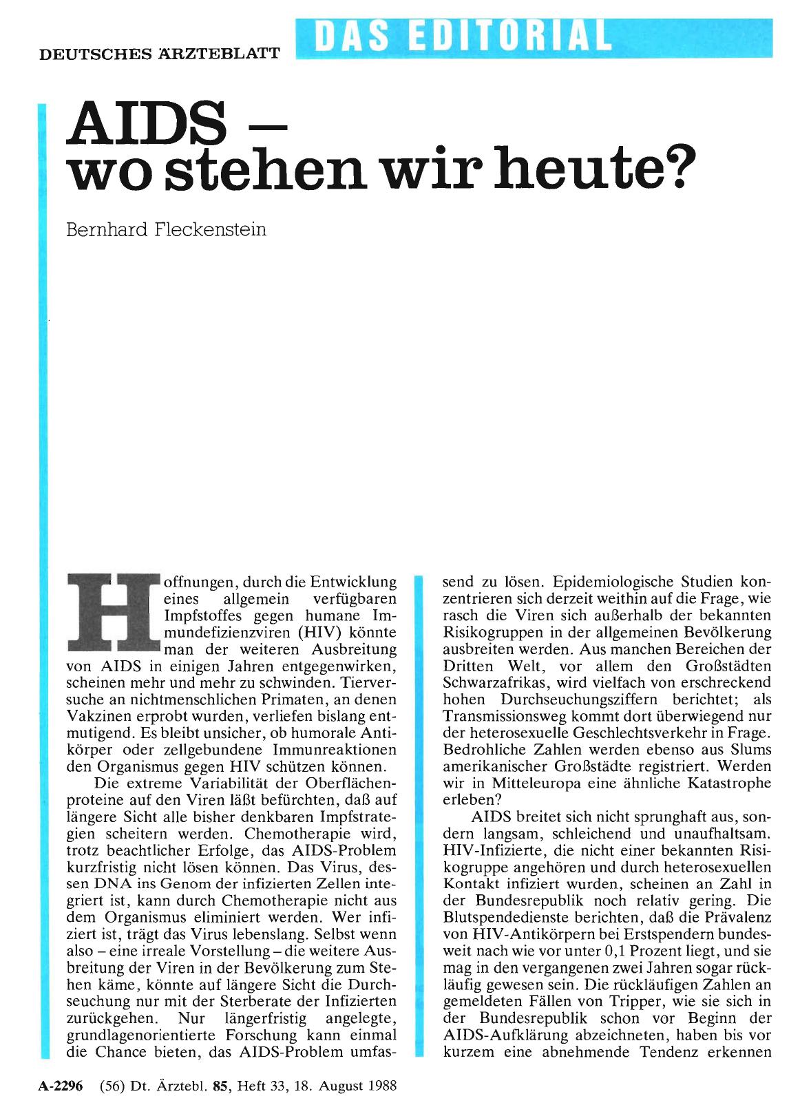 Vorschauseite 1: AIDS - wo stehen wir heute?